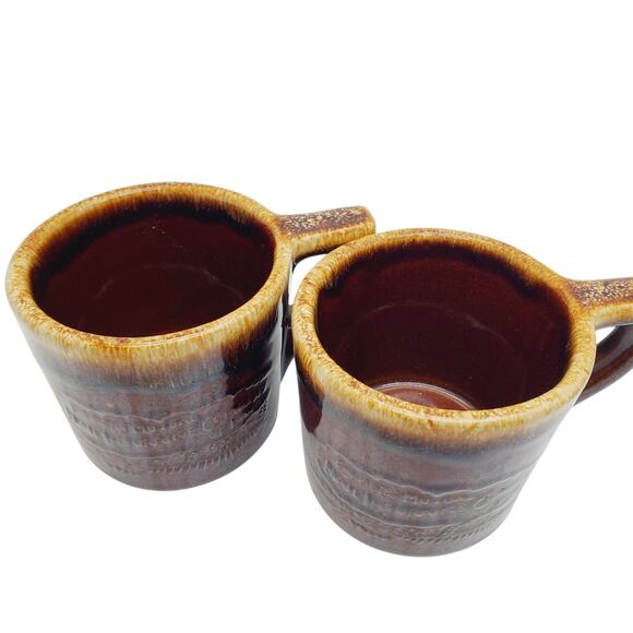 2 Western Stoneware Mug Farmers Mutual Insurance Iowa Brown Drip Glaze Coffee - Picture 9 of 11